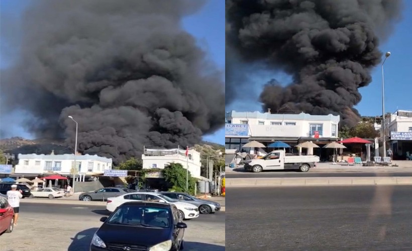 Bodrum’da tente- branda üretimi yapılan işletmede yangın