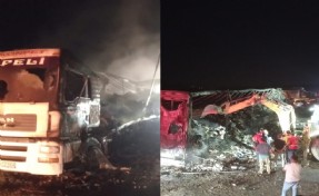 Eşya yüklü TIR alevlere teslim oldu!