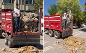 Köy meydanında yurttaşa ücretsiz patates dağıtan çiftçiye soruşturma