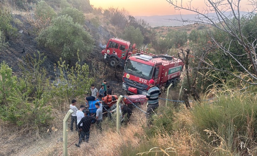 Maki ve zeytinlikteki yangın, ormana sıçramadan söndürüldü
