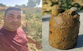 Zeytin bahçesini sularken bulduğu top mermisi, fünye ile patlatıldı