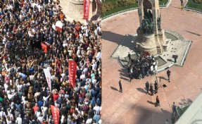 Kayyım Tekin'in yalnızlığı! '30 bin kişiyle gelirim' demişti.. Özel ise gümbür gümbür geldi