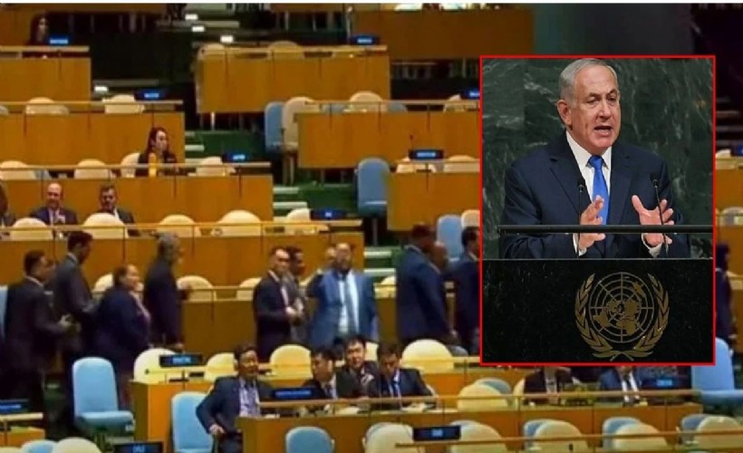 Netanyahu BM'de boş salona konuştu!