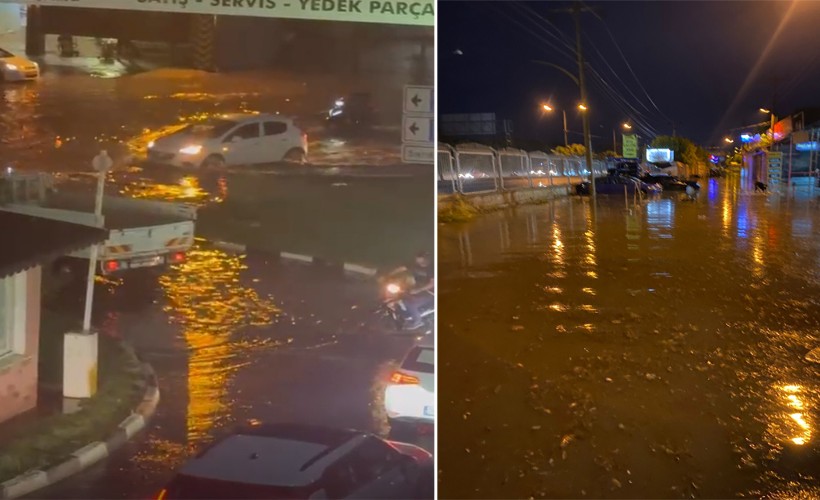 Turgutlu'da sağanak; cadde ve sokaklar suyla doldu