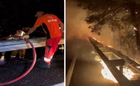 Yol kenarındaki yangın büyümeden söndürüldü
