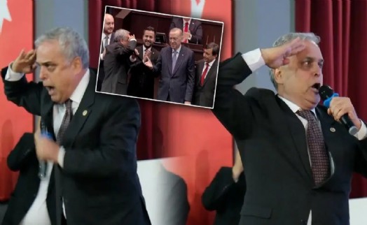 AK Parti'ye katılan Çakır'dan bu kez de Erdoğan'ın fotoğrafına asker selamı!
