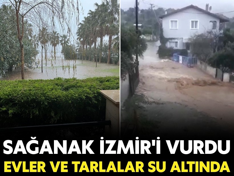 Sağanak İzmir'i vurdu! Evler ve tarlalar su altında
