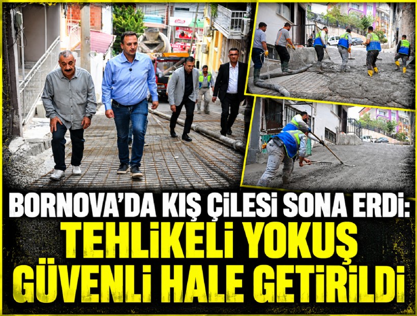 Bornova’da kış çilesi sona erdi: Tehlikeli yokuş güvenli hale getirildi