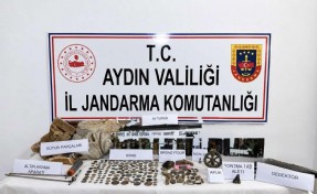 Karacasu’da 157 sikke ve tarihi objeler ele geçirildi