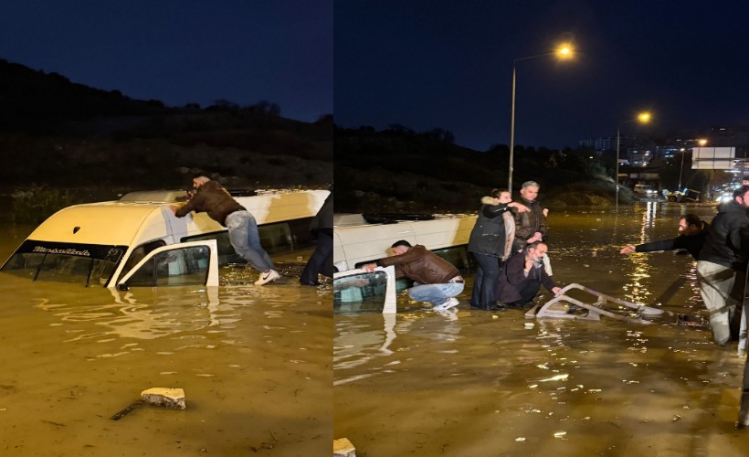 Aydın’da suya gömülen minibüsteki 20 yolcu kurtarıldı