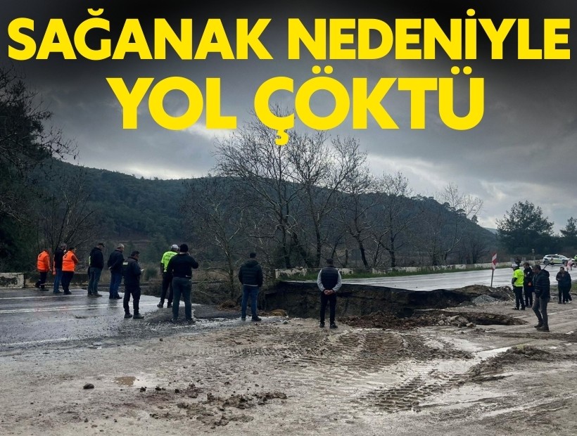 Sağanak nedeniyle yol çöktü