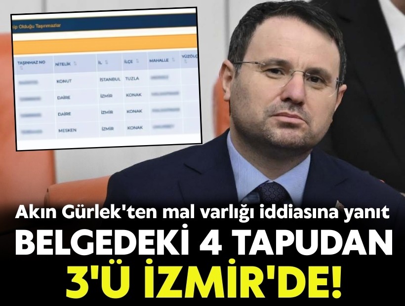Akın Gürlek'ten mal varlığı iddiasına yanıt: Belgedeki 4 tapudan 3'ü İzmir'de!