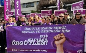 DİSK’li kadınlar İzmir meydanlarında: Tacize karşı ILO 190 sözleşmesi çağrısı