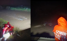 Menderes’te araç dereye uçtu, İzmir İtfaiyesi seferber oldu