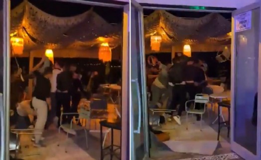 Kız meselesi yüzünden otobüslerle mekan bastılar: Sandalyeler havada uçuştu!