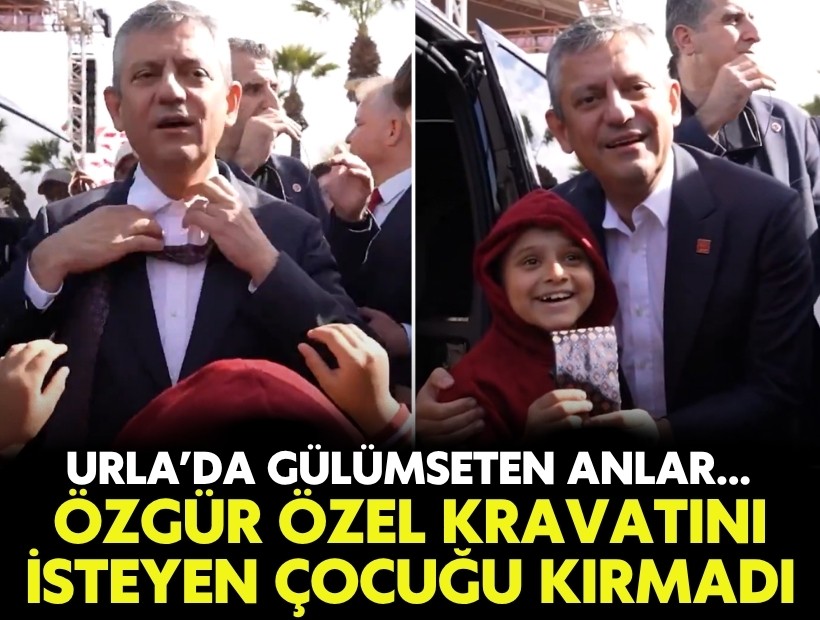 Urla’da gülümseten anlar... Özgür Özel kravatını isteyen çocuğu kırmadı