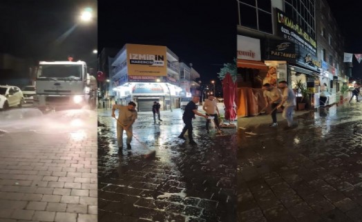 Çiğli bayrama hazır: Gece boyu süren temizlik mesaisi