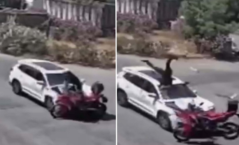 Ehliyetsiz sürücünün çarptığı motosikletli ağır yaralandı: O anlar kamerada!