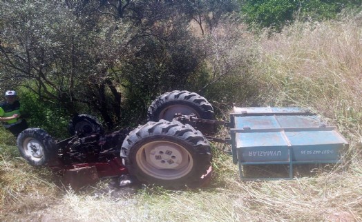 Zeytinliğe devrilen traktörün sürücüsü öldü