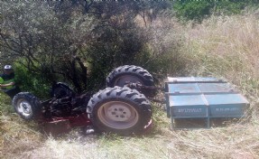 Zeytinliğe devrilen traktörün sürücüsü öldü