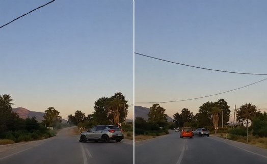 Datça’da iki otomobilin çarpışması kamerada