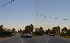 Datça’da iki otomobilin çarpışması kamerada