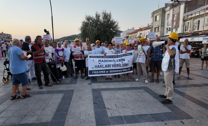 Foça'da madencilere destek: Tutuklanan sendikacılara özgürlük eylemi