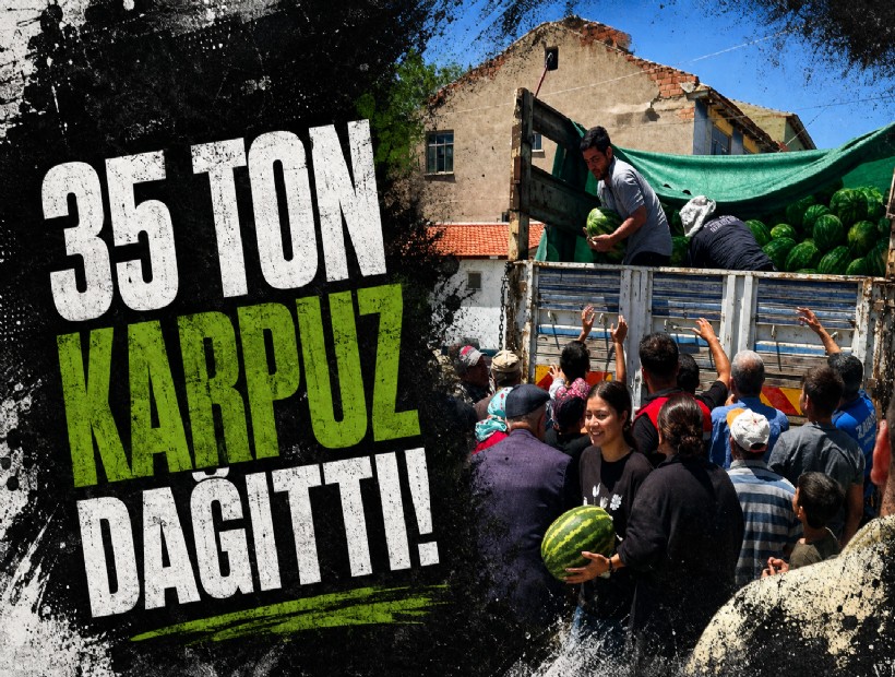 Afyon'da bir hayırsever 35 ton karpuz dağıttı