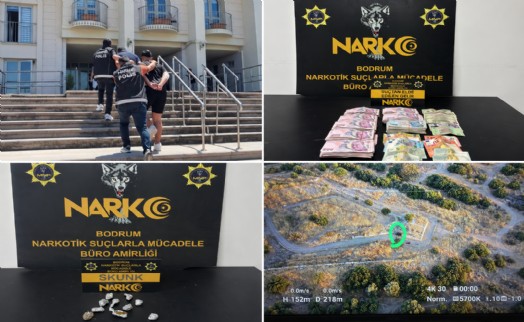 Bodrum’da drone destekli uyuşturucu operasyonunda 2 tutuklama