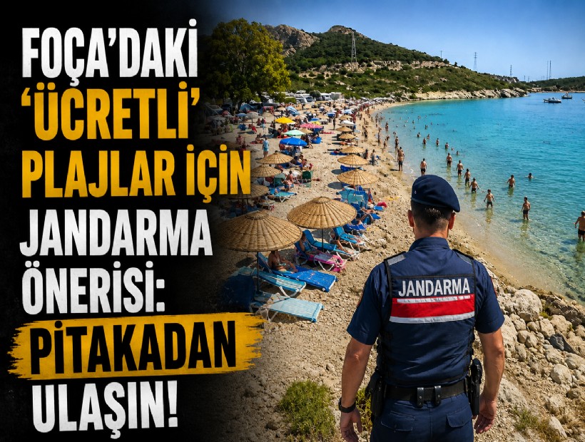 Jandarma'dan Foça'daki 'ücretli' plajlar için 'Patikatan ulaşın' önerisi