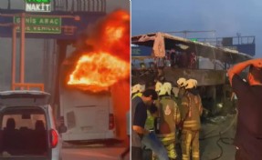 Otobüs alev alev yandı: 2 ölü, 8 yaralı
