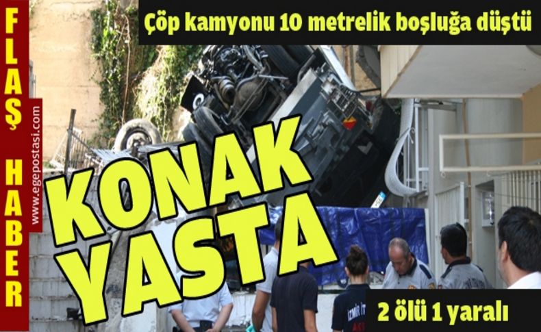 10 metreden düşen çöp kamyonundaki iki kişi öldü, bir kişi yaralandı