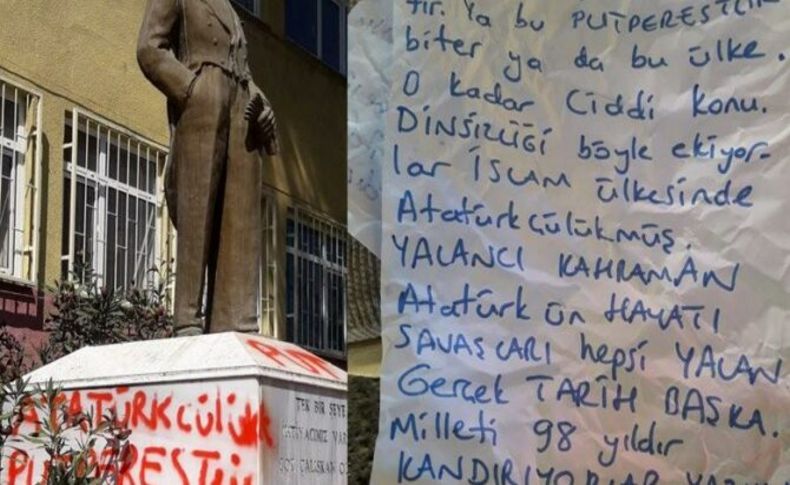 Atatürk büstüne kin dolu saldırı