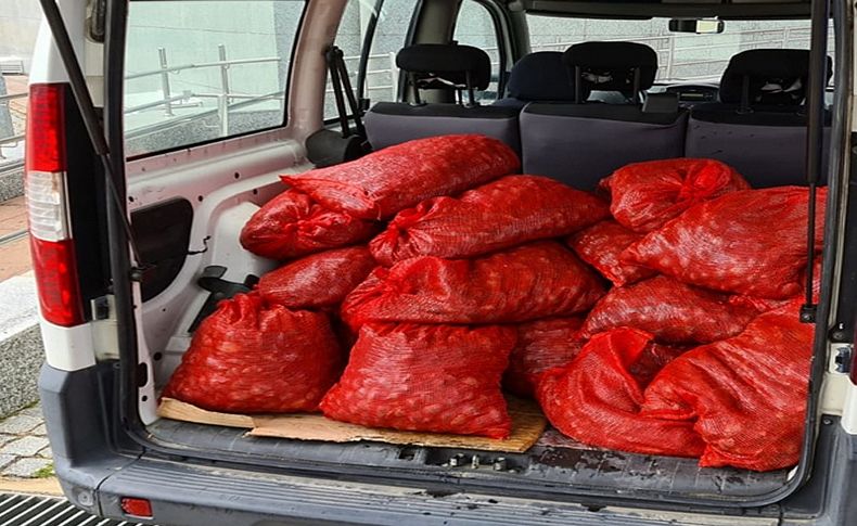 İzmir'de kaçak avlanmış 400 kilogram midye ele geçirildi