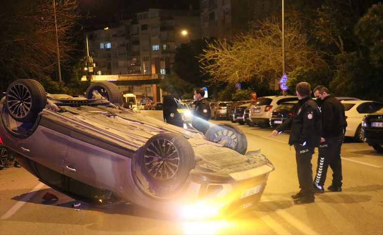 İzmir'de takla atan cipin sürücüsü yaralandı