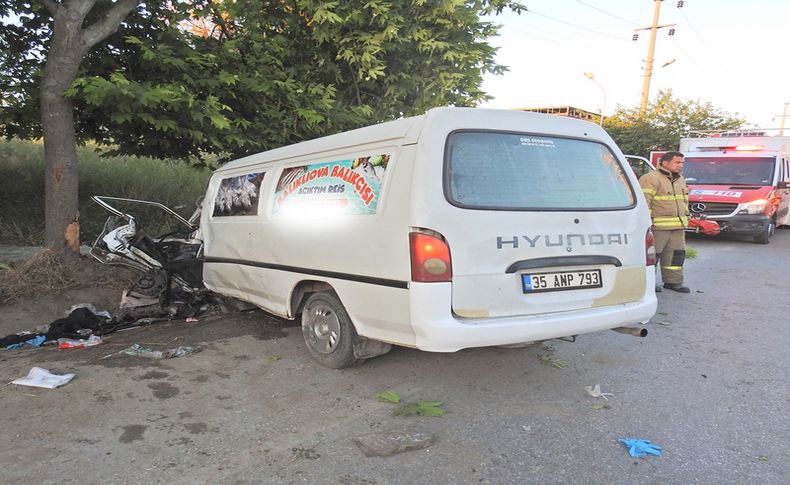 İzmir'de ağaca çarpan midibüsteki 2 kişi yaralandı