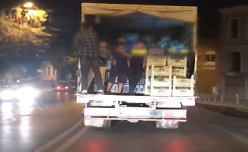 İzmir'de gençlerin kamyon arkasındaki tehlikeli yolculuğu