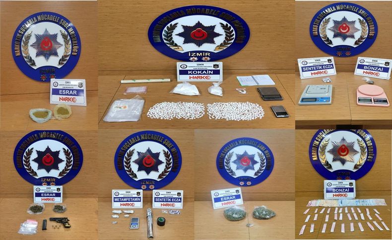 İzmir'deki uyuşturucu operasyonlarında yakalanan 15 şüpheli tutuklandı