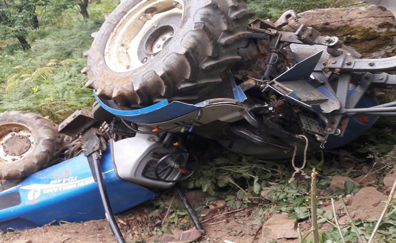 Beydağ'da uçuruma yuvarlanan traktörün sürücüsü yaralandı