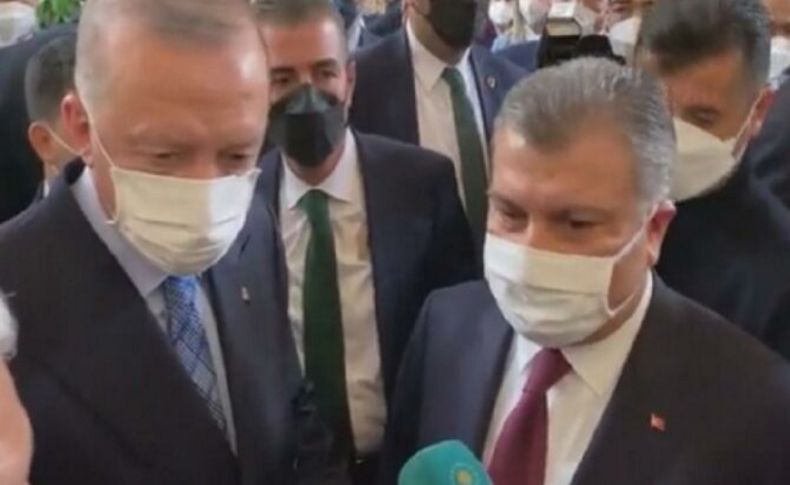 Bakan Koca açıklama yaparken Erdoğan araya girdi: Para pul söyledi mi?