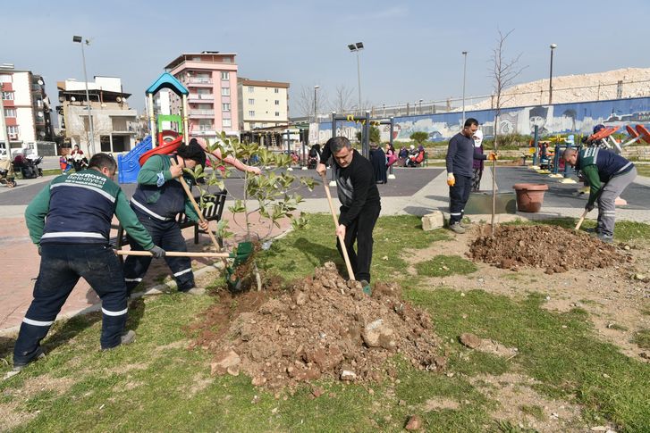 Fidanlar dikiliyor Bornova bahara hazırlanıyor