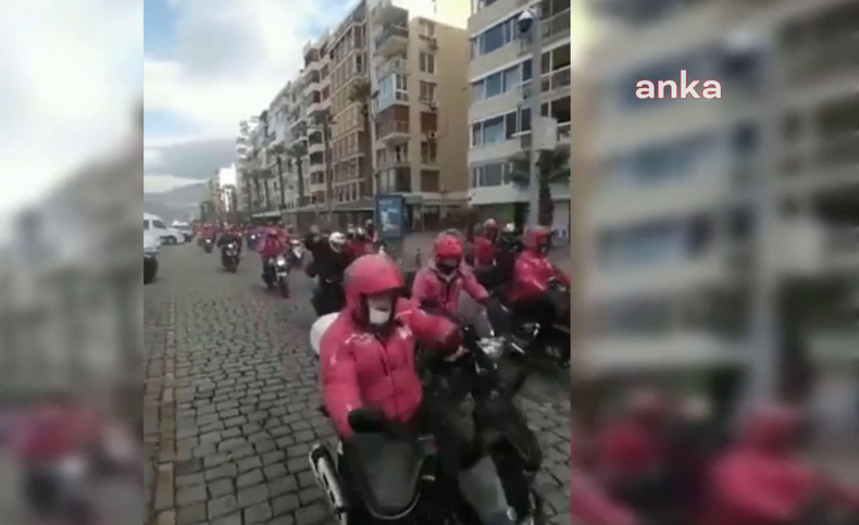İzmir’de Yemeksepeti Banabi’de çalışan emekçilerden protesto