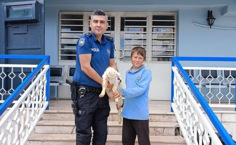 12 yaşındaki Aykut ile yavru keçi 'Saniye'yi, polis kavuşturdu