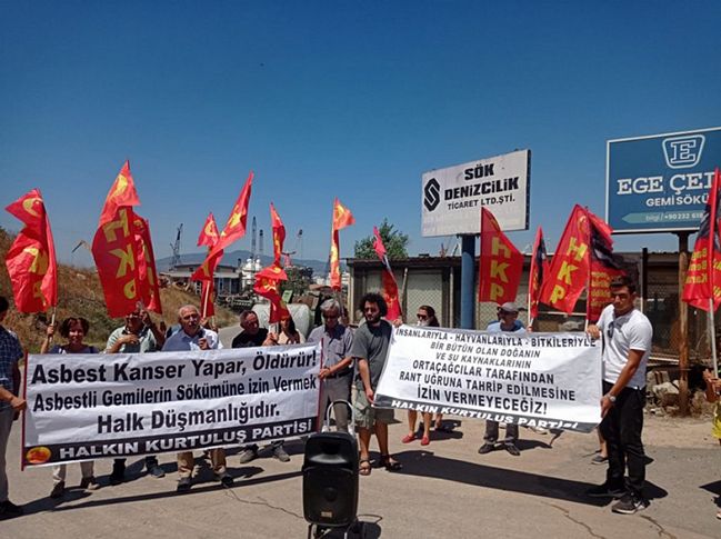 HKP İzmir'den Aliağa'da 'asbestli gemi' protestosu: İnsanlık suçu!