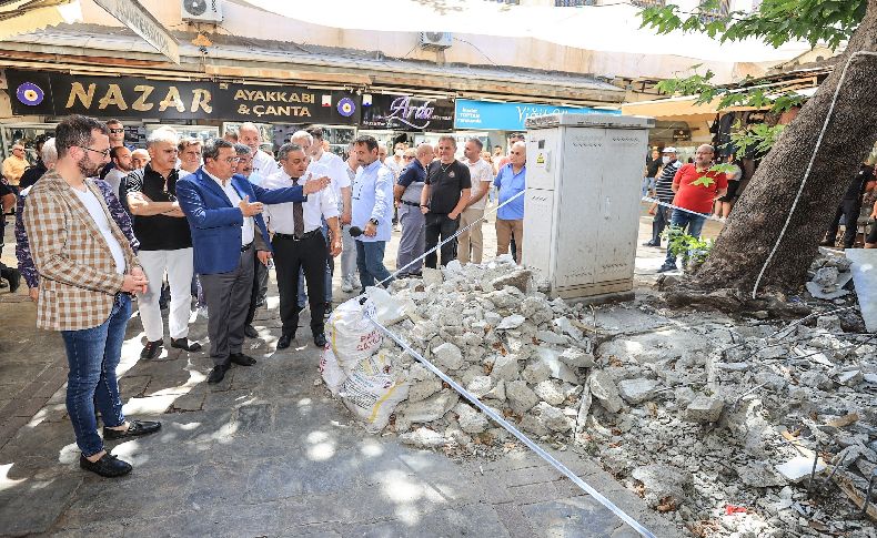 Başkan Batur yıkılan şadırvanın aynı şekilde yapılması için talimat verdi