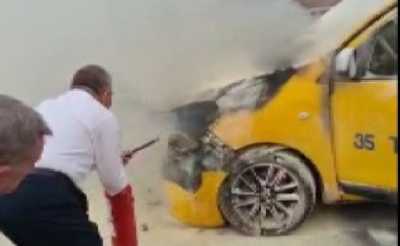 MHP'li Şahin'den yanan taksiye müdahale