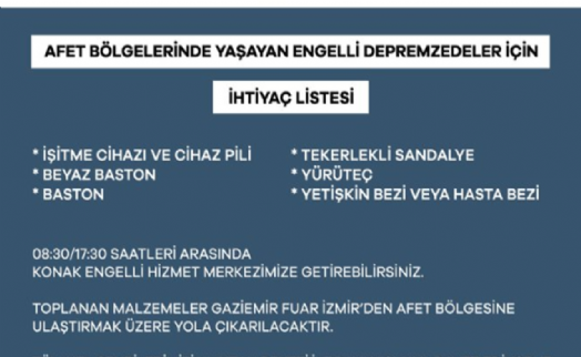 Büyükşehir’den engelli depremzedeler için acil çağrı