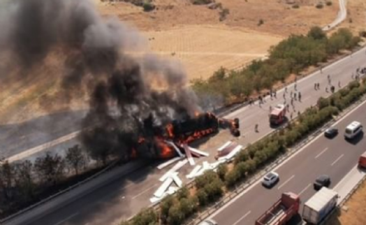 İzmir-Aydın Otoyolu'nda yangın paniği