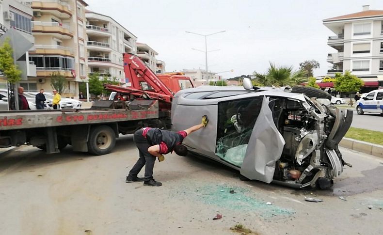 Takla atan otomobilin sürücüsü yaralandı