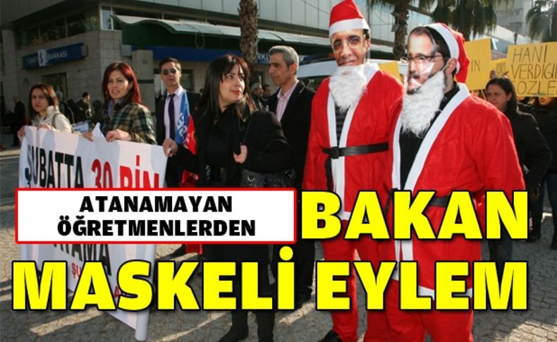 Atanamayan öğretmenlerden bakan maskeli eylem
